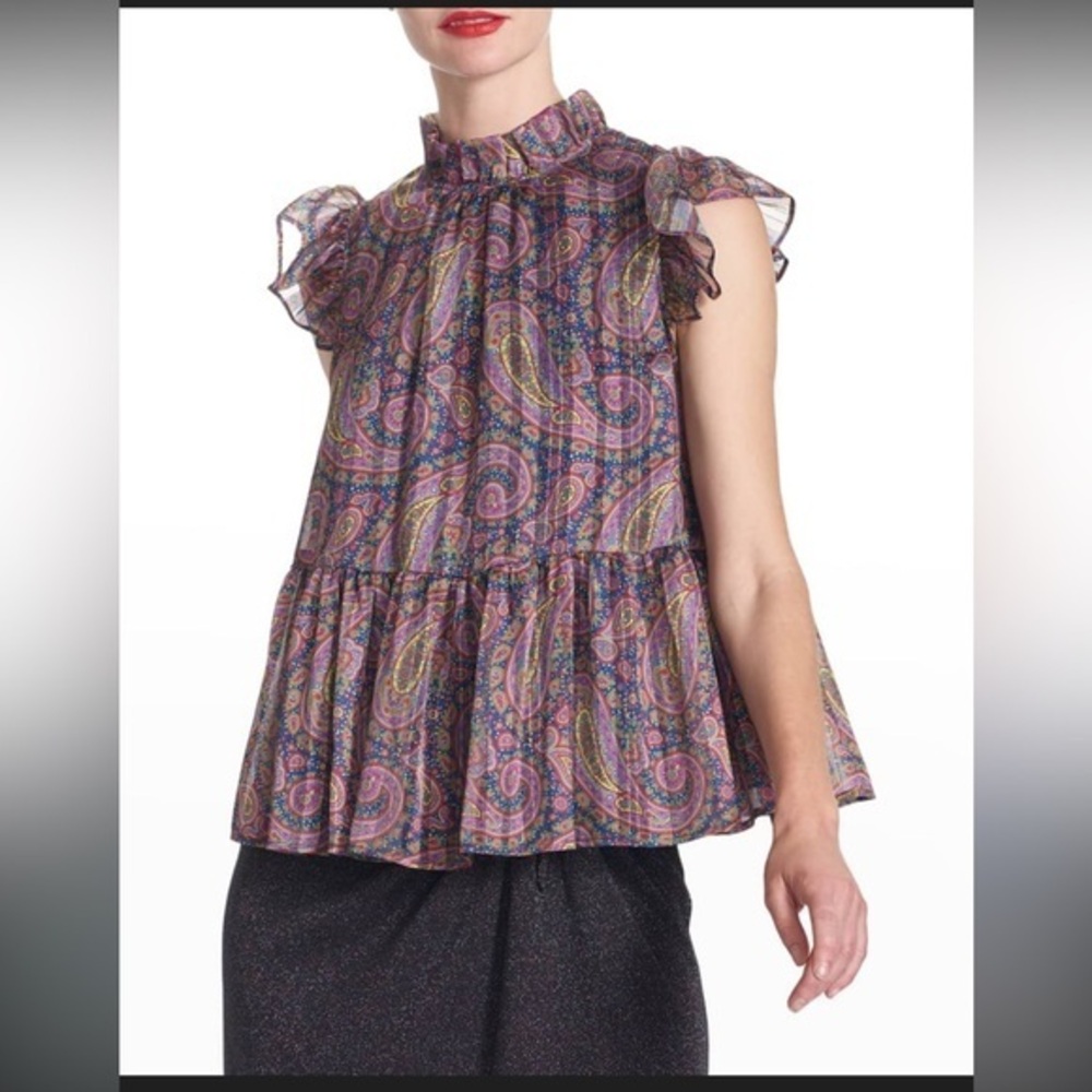 Corey Lynn Calter Paisley Aurora Metallic Swing blouse